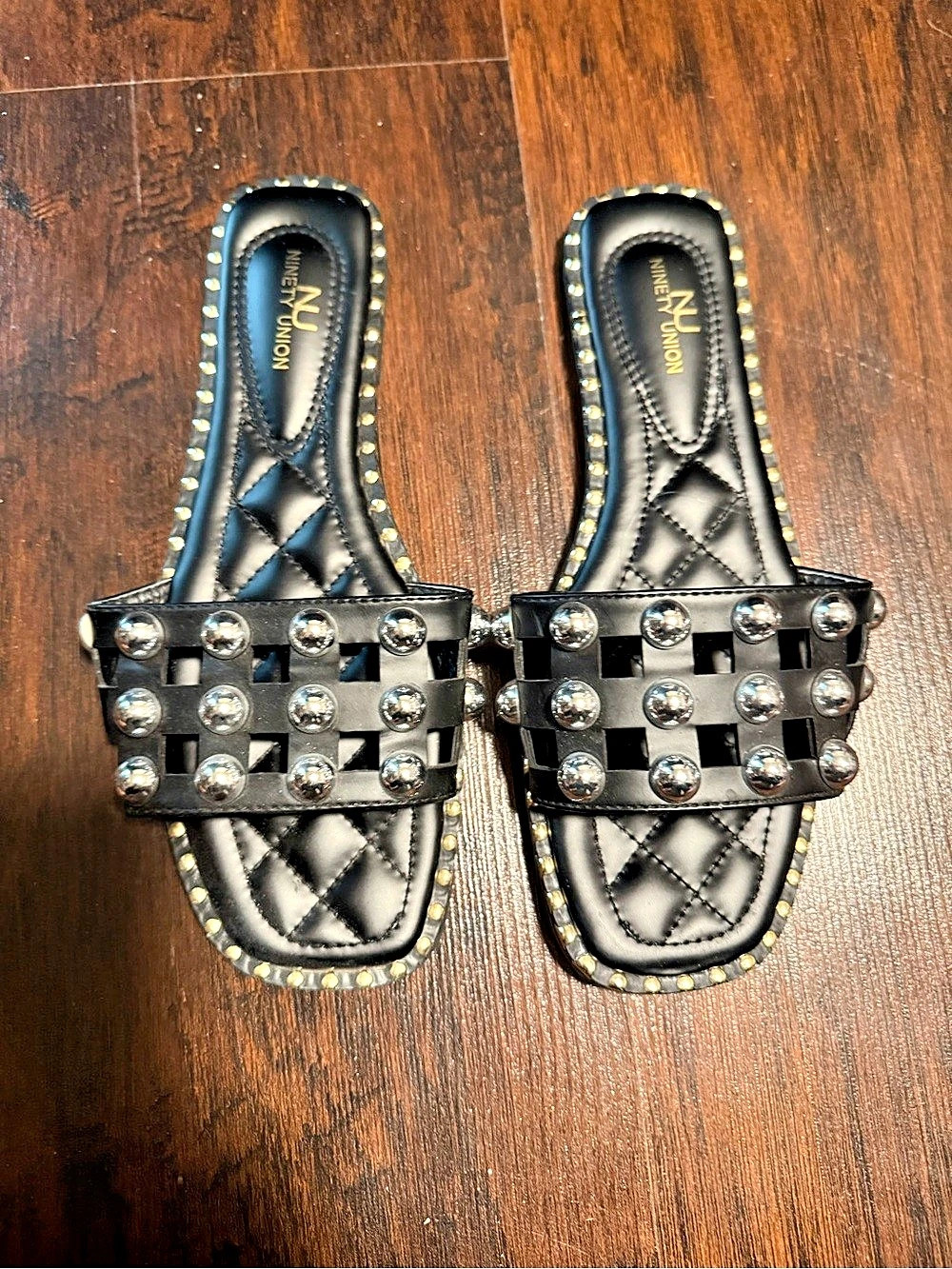 Ninety Union Studded Slide Sandals in Black